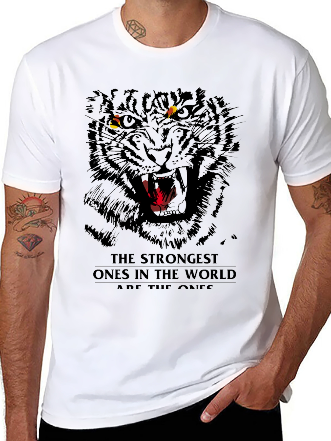 Mens Black Tiger Graphic T-Shirt - Fierce Design