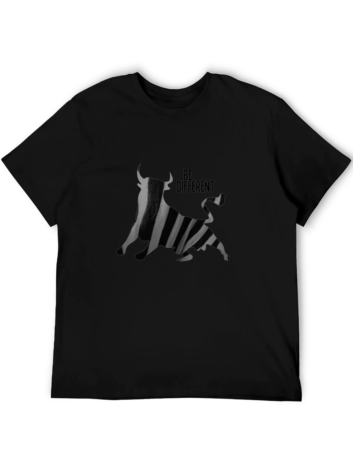 Be Different Bull Graphic Black T-Shirt