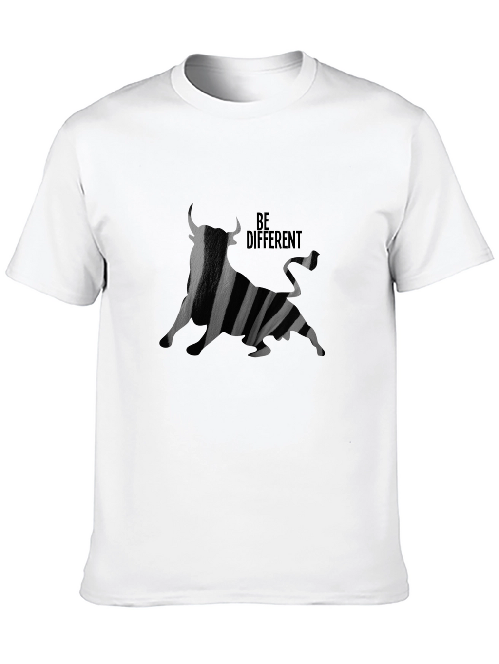 Be Different Bull Graphic Black T-Shirt