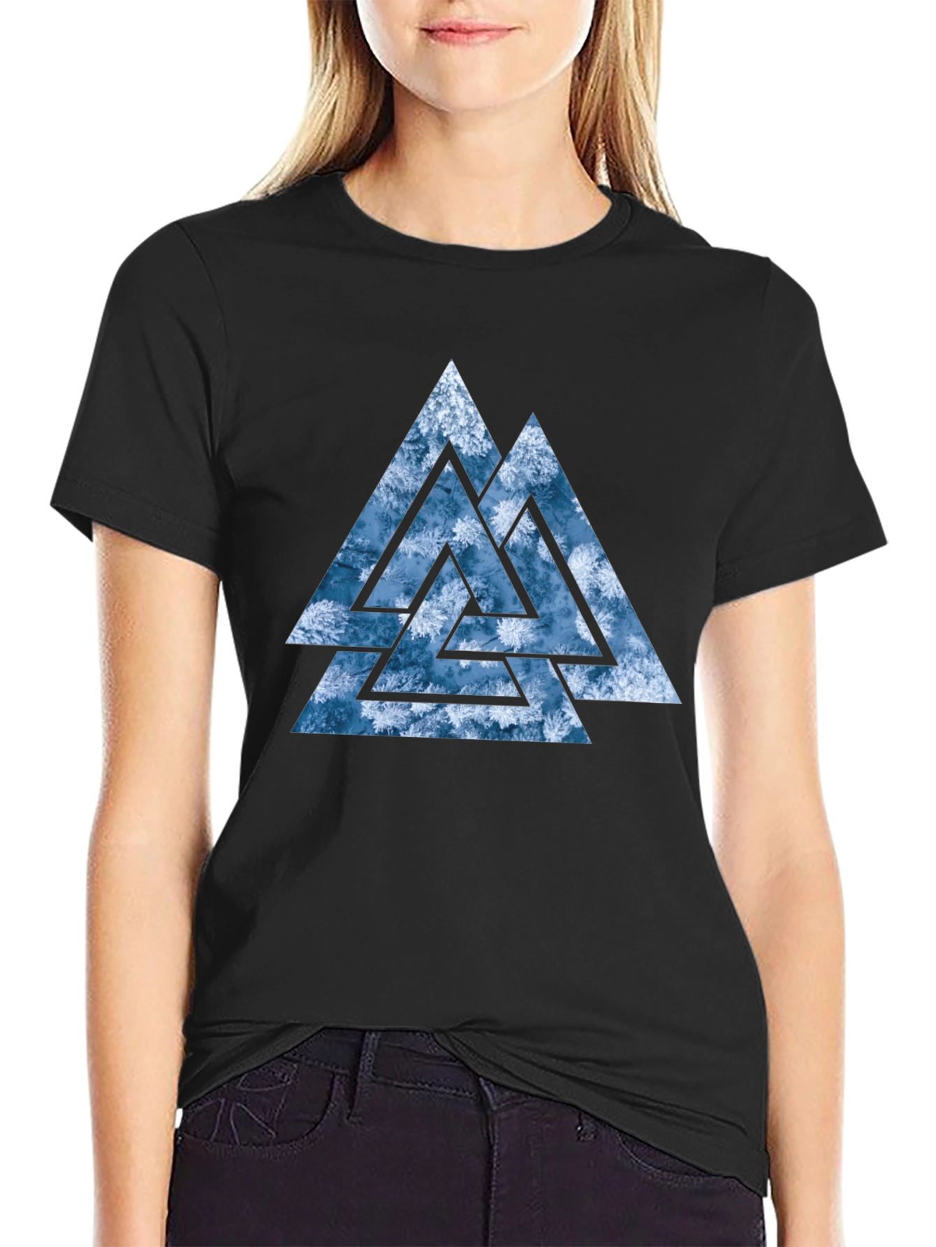 Valknut T-Shirt - Viking Symbol - Black Cotton Tee