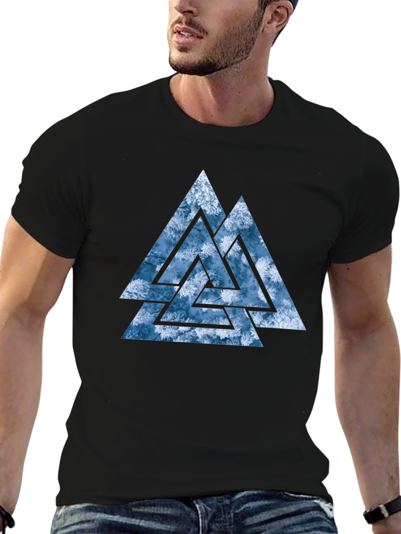 Valknut T-Shirt - Viking Symbol - Black Cotton Tee