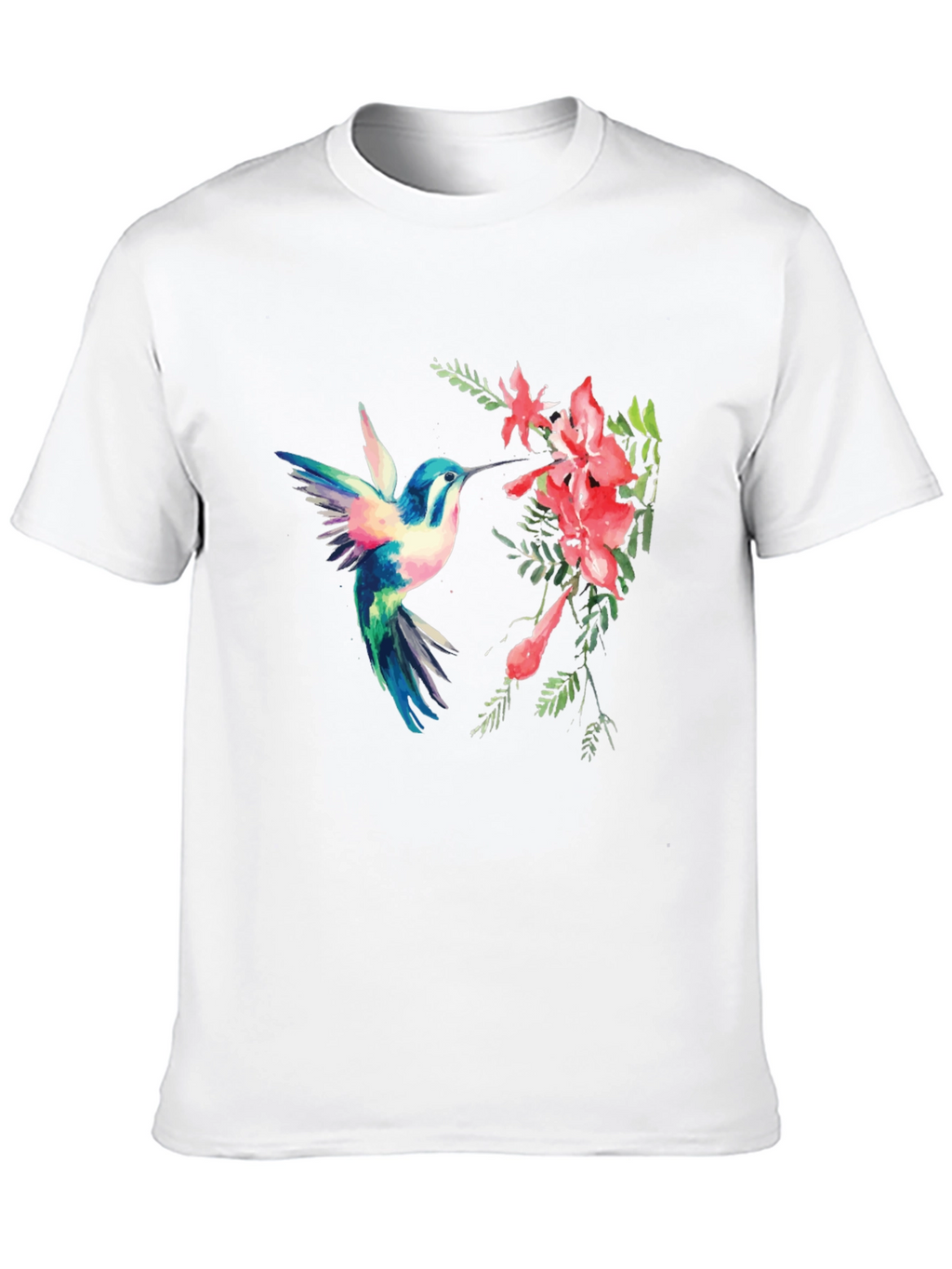 Hummingbird & Flower Graphic Black T-Shirt