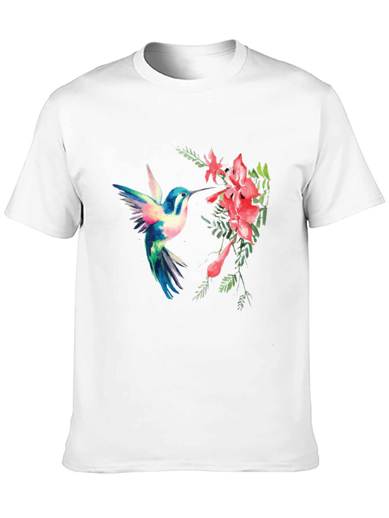 Hummingbird & Flower Graphic Black T-Shirt