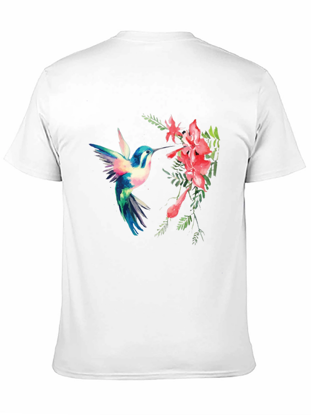 Hummingbird & Flower Graphic Black T-Shirt