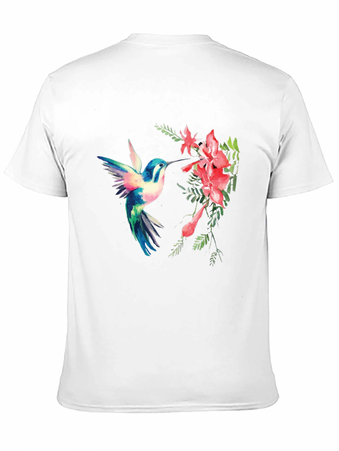 Hummingbird & Flower Graphic Black T-Shirt