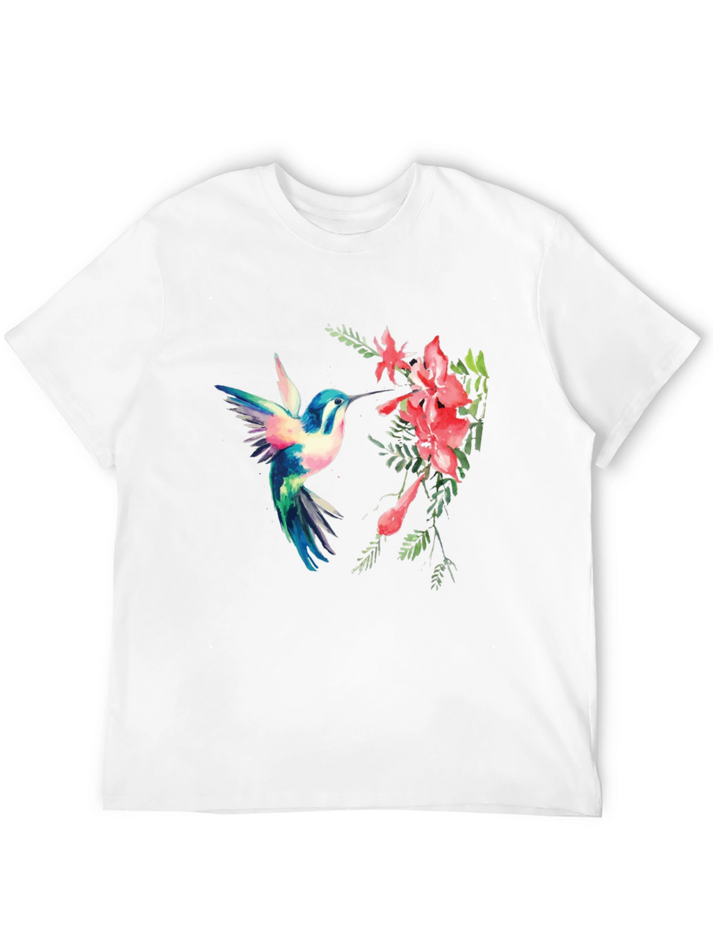 Hummingbird & Flower Graphic Black T-Shirt