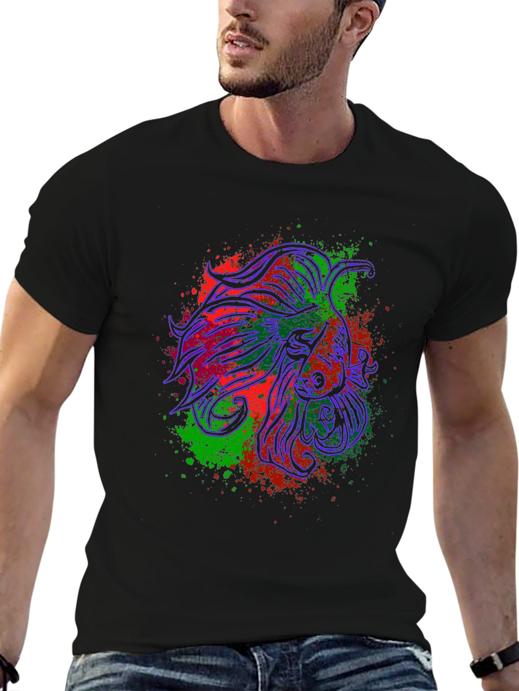Betta Fish Graphic Tee - Stylish Black T-Shirt