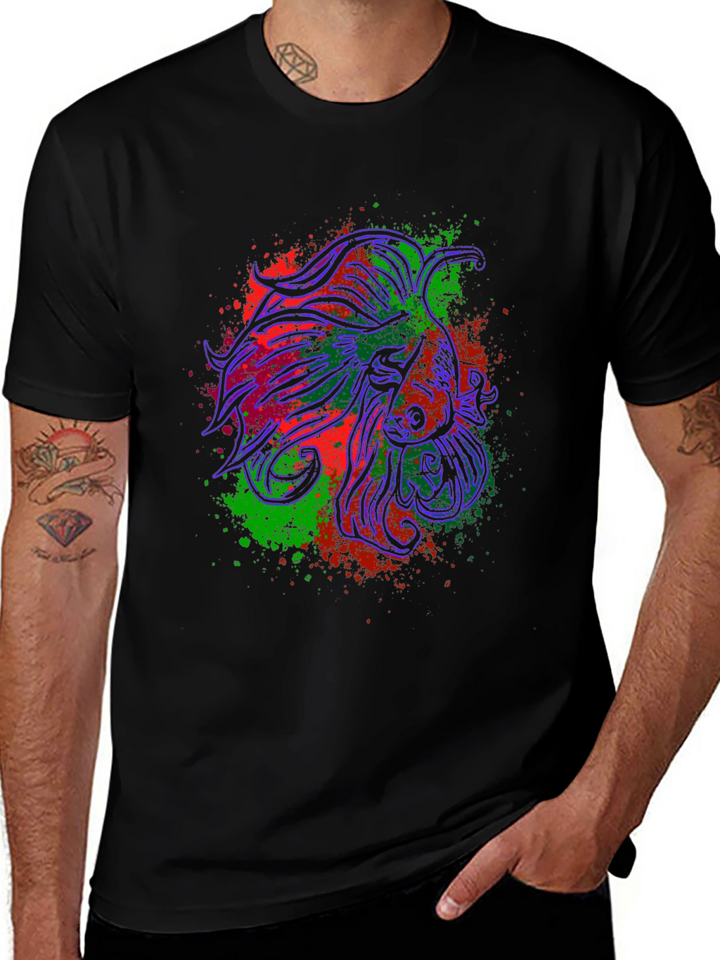 Betta Fish Graphic Tee - Stylish Black T-Shirt