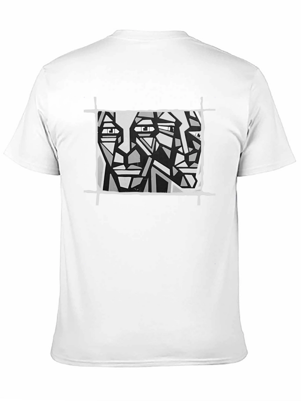 Abstract Faces Graphic Tee - Modern Art Black T-Shirt