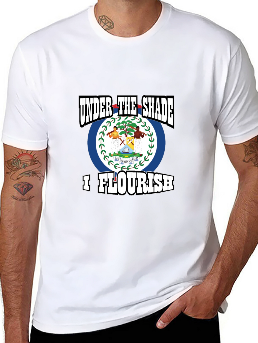 Belize Flag T-Shirt - Under The Shade I Flourish