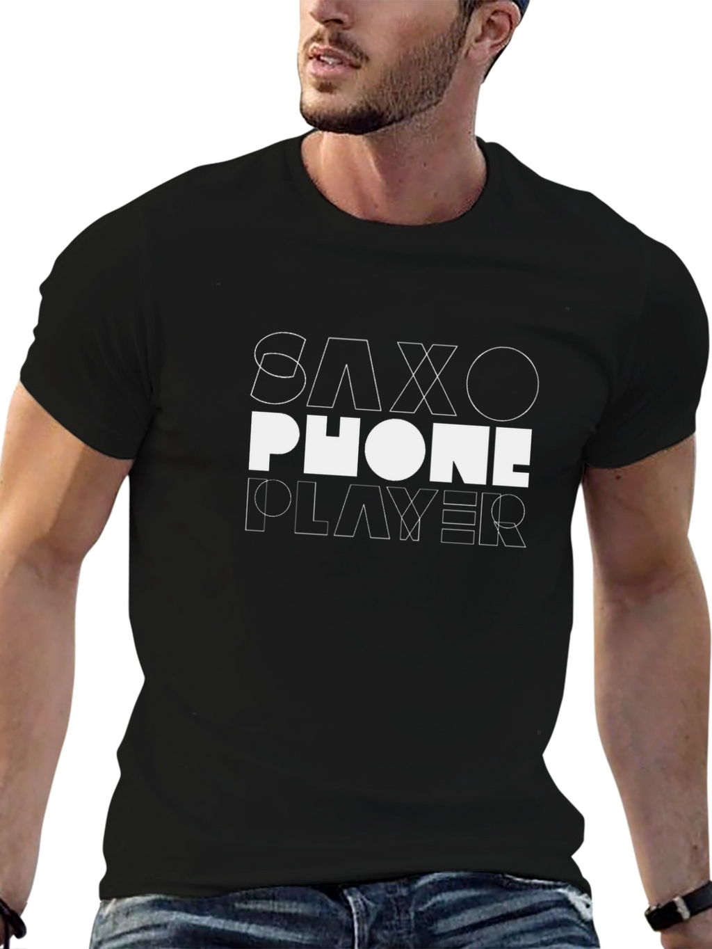Saxophone Player Graphic Tee - Black