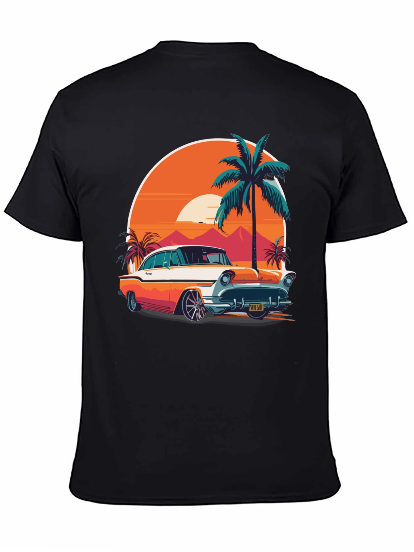 Retro Car & Palm Tree Graphic Tee
