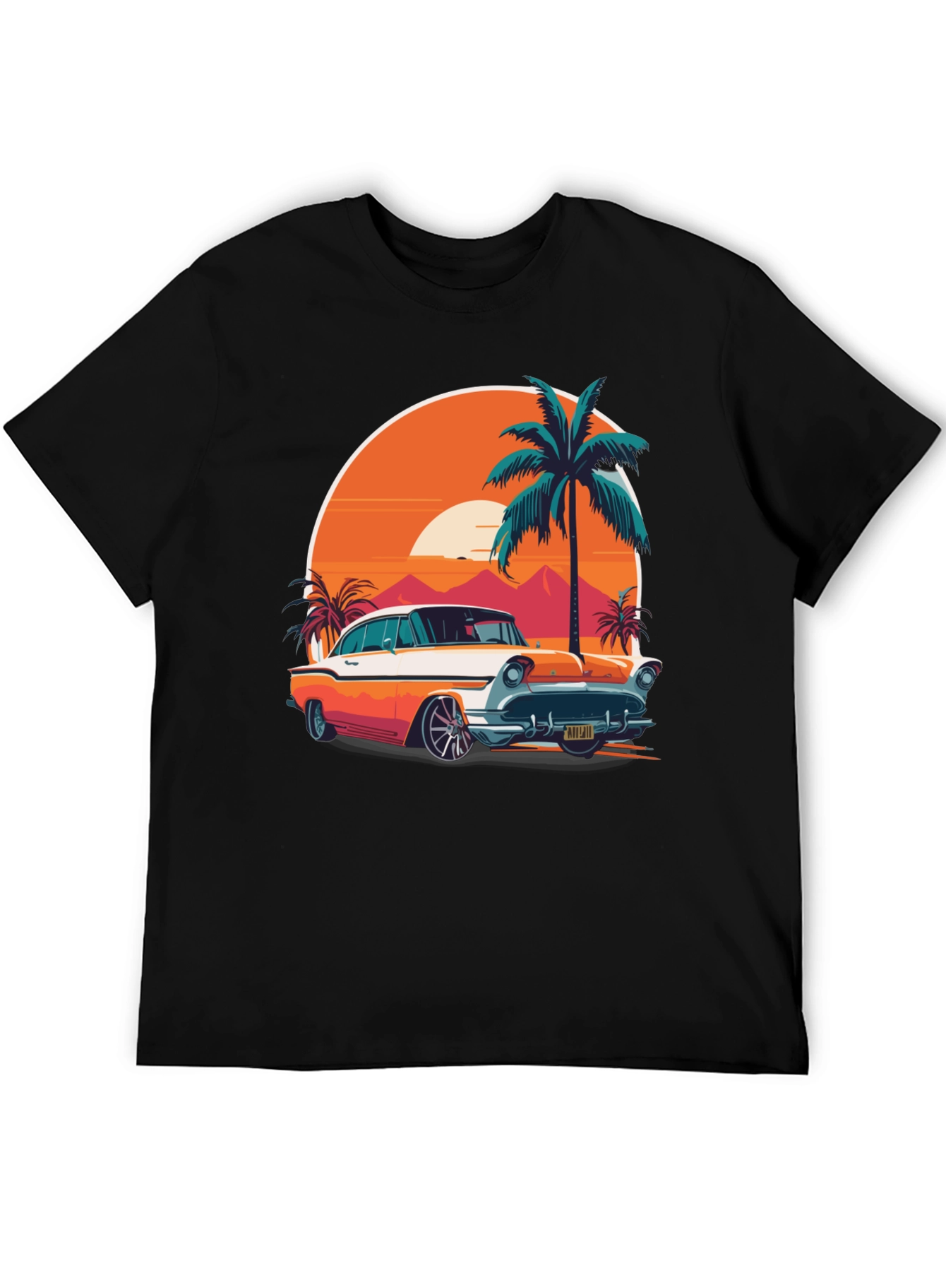 Retro Car & Palm Tree Graphic Tee