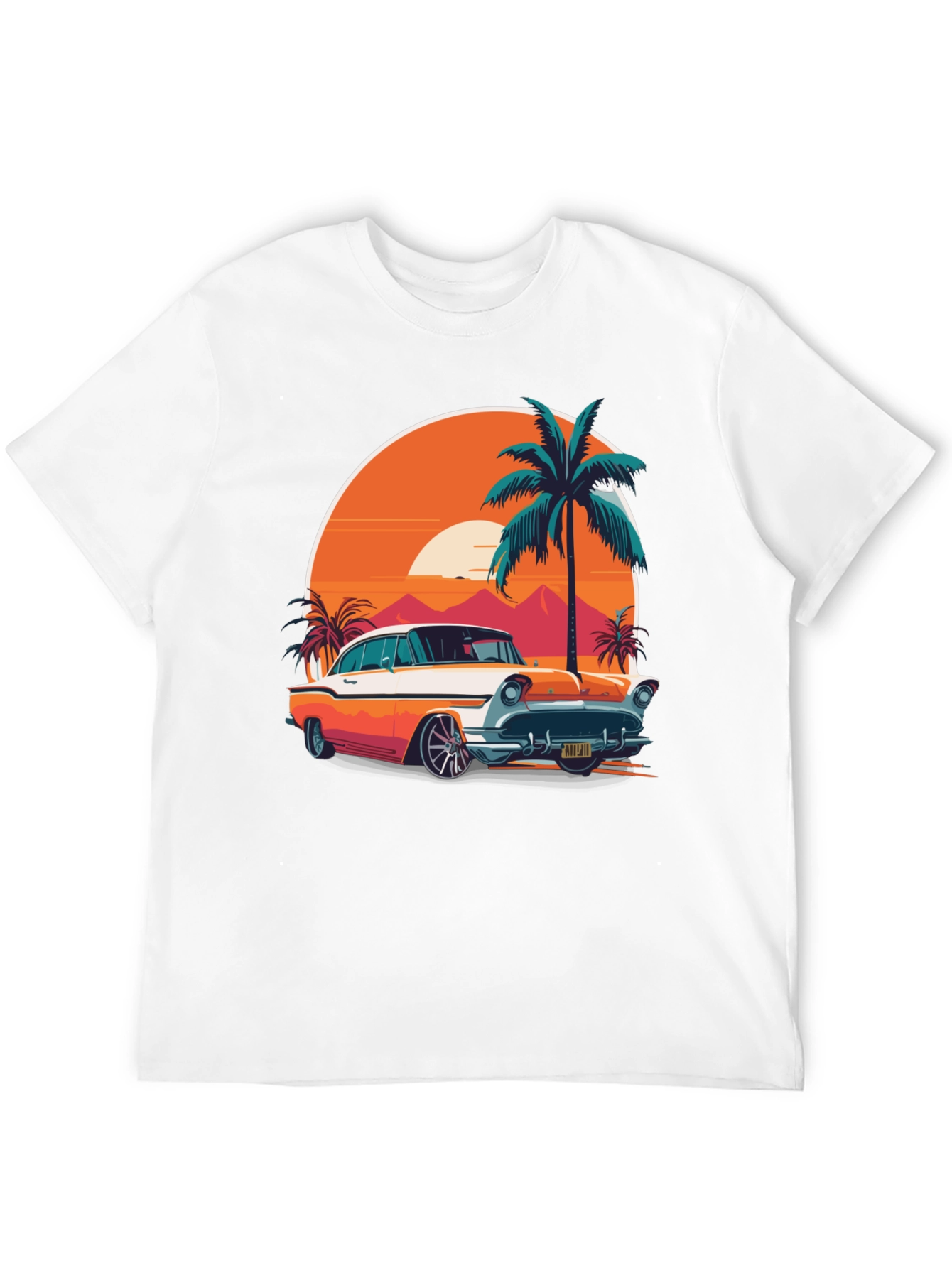 Retro Car & Palm Tree Graphic Tee