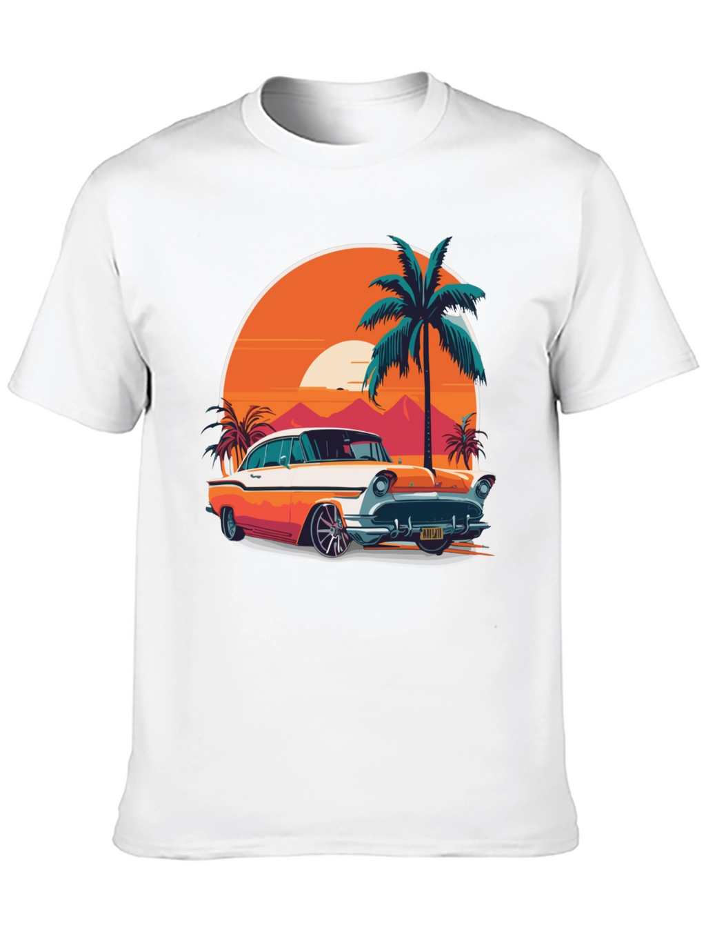Retro Car & Palm Tree Graphic Tee