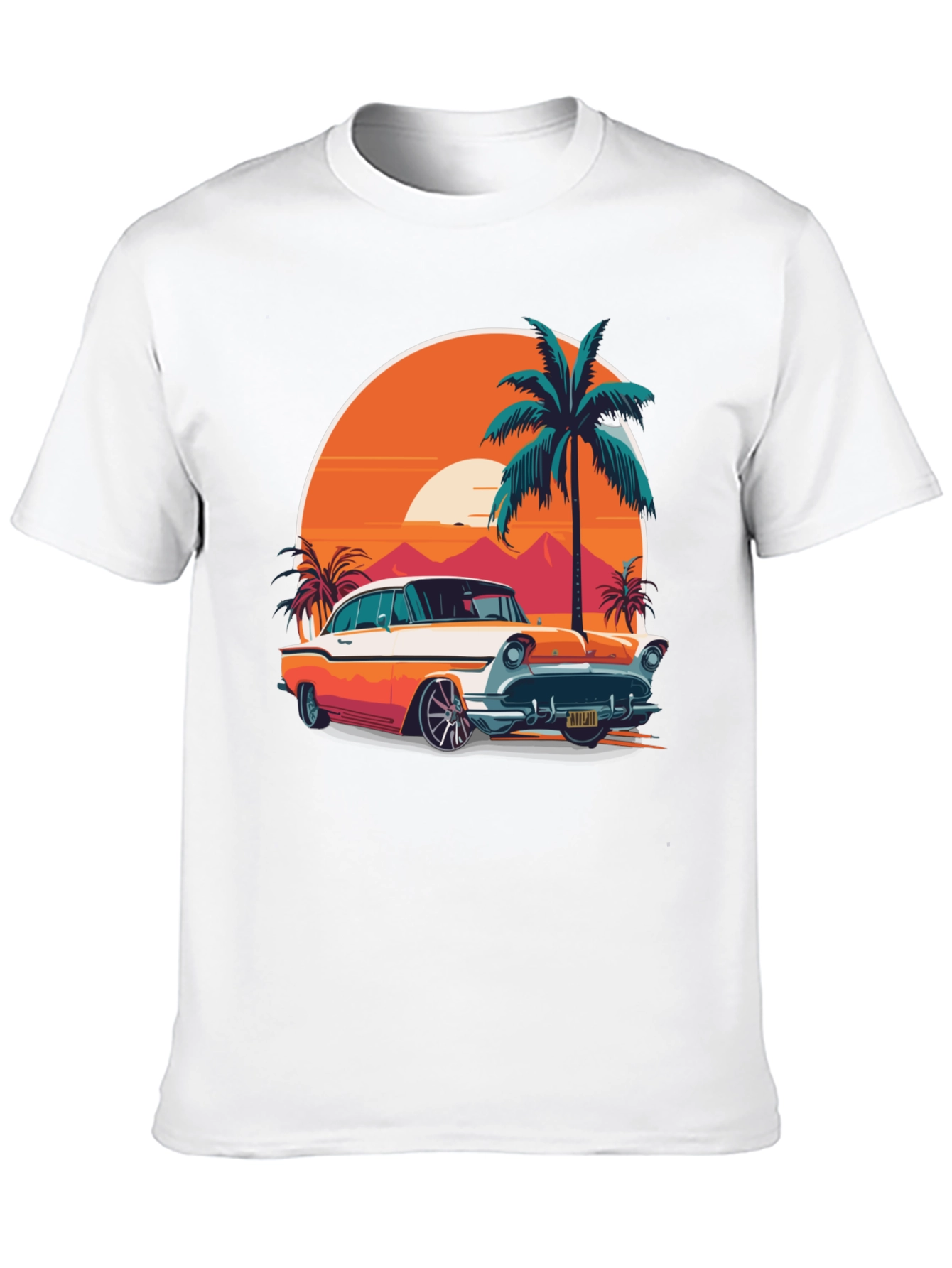 Retro Car & Palm Tree Graphic Tee