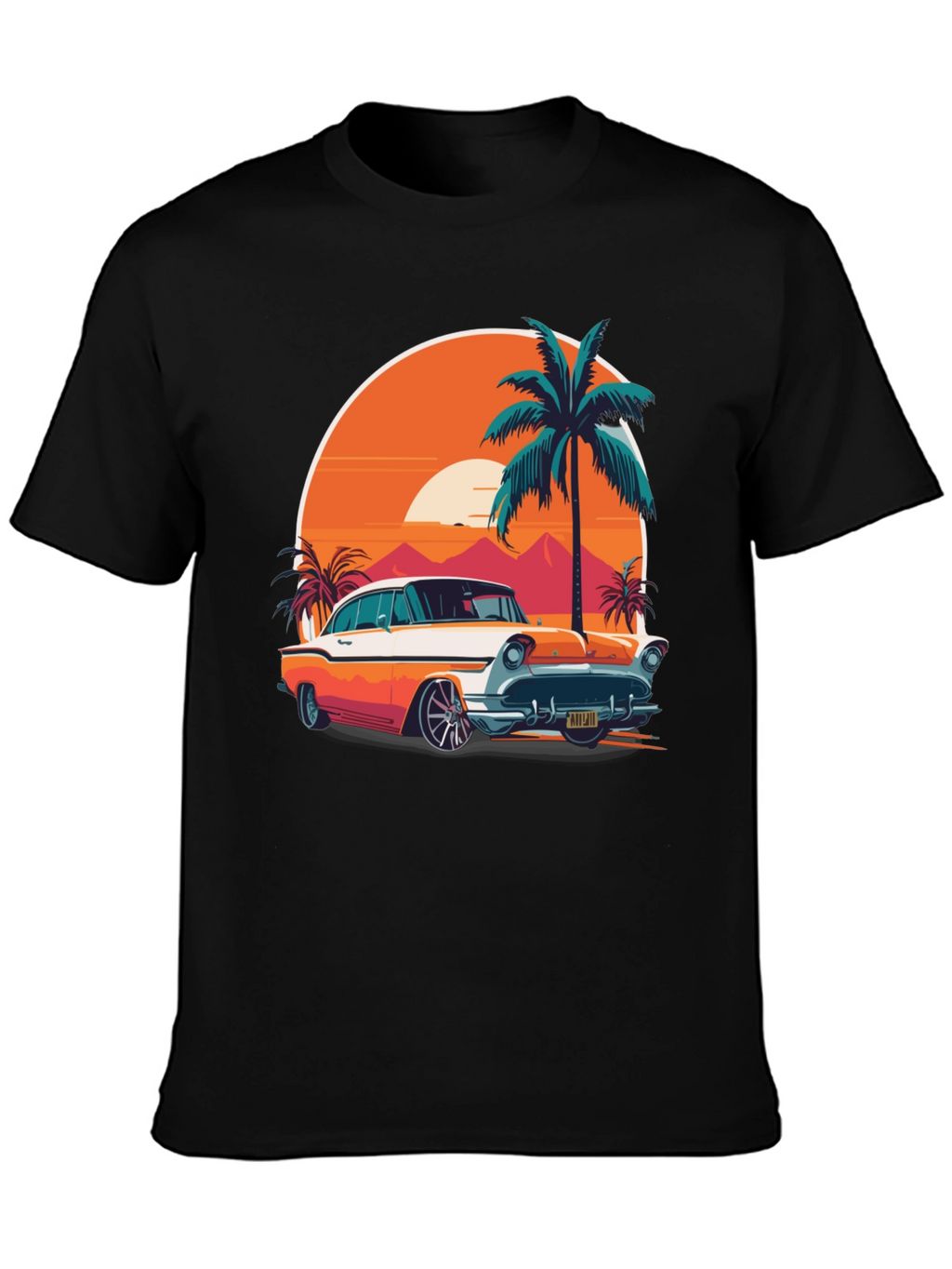 Retro Car & Palm Tree Graphic Tee