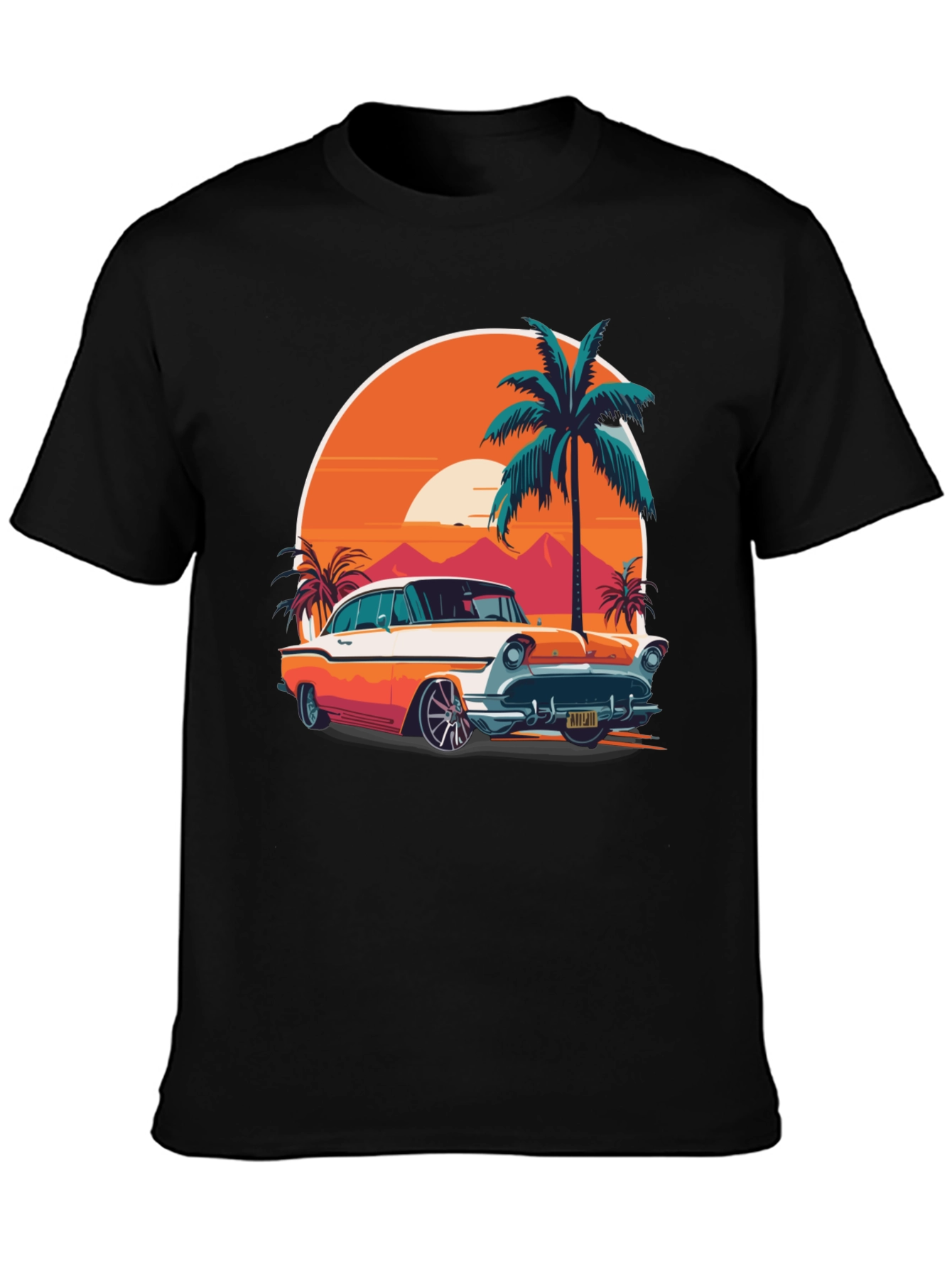 Retro Car & Palm Tree Graphic Tee