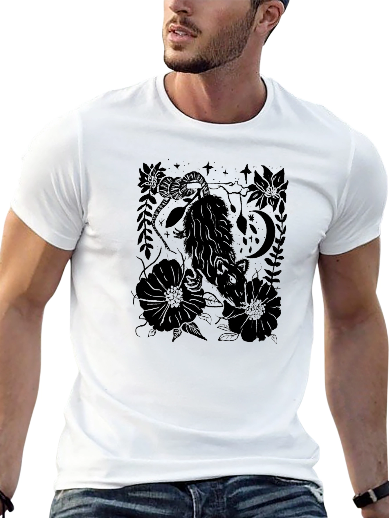 Opossum Graphic Print Black T-Shirt