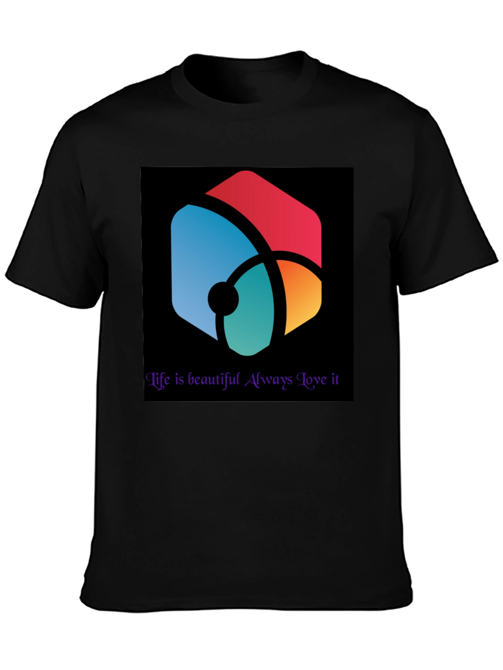 Abstract Graphic Black Tee - Life is Beautiful