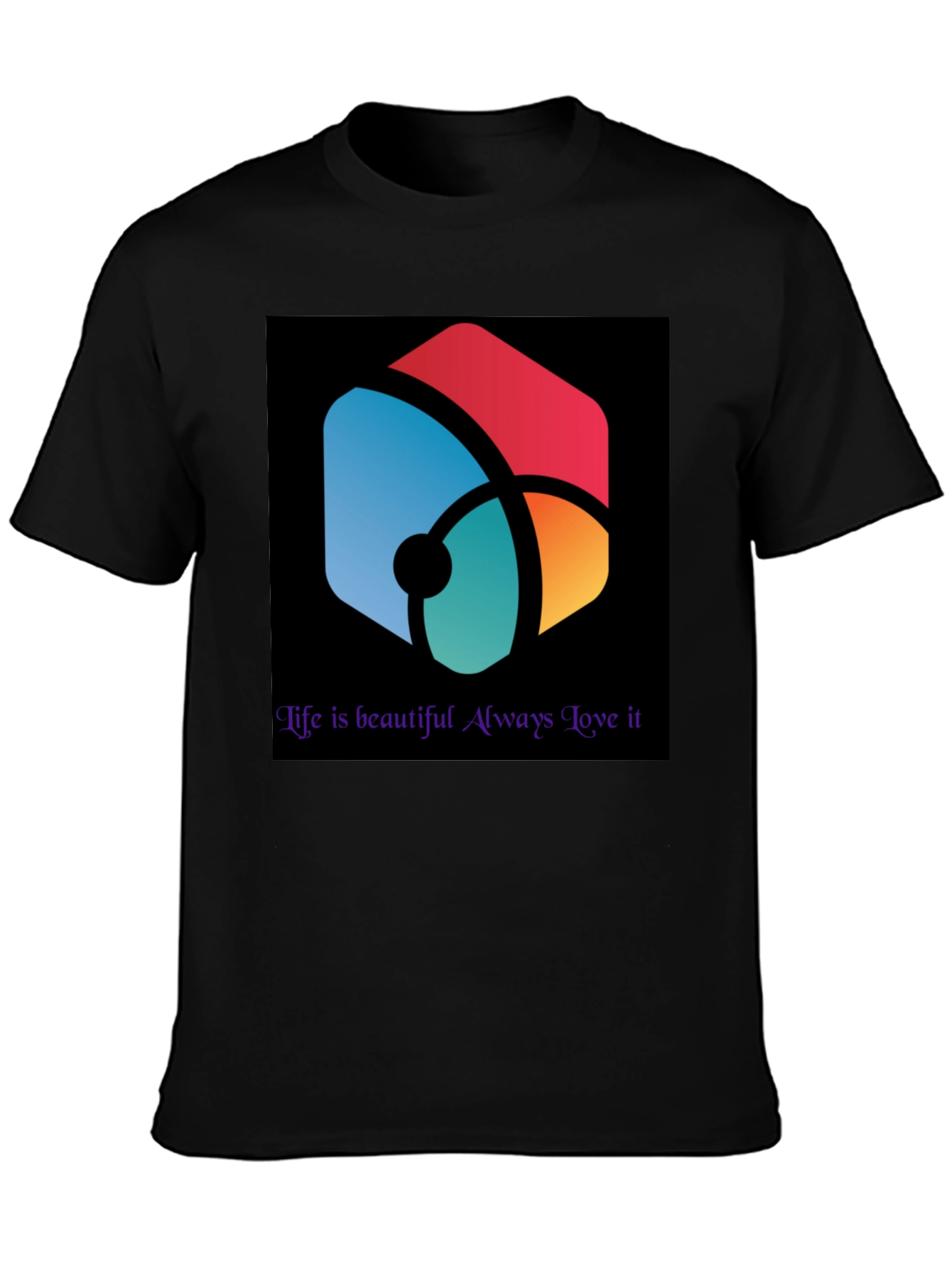 Abstract Graphic Black Tee - Life is Beautiful