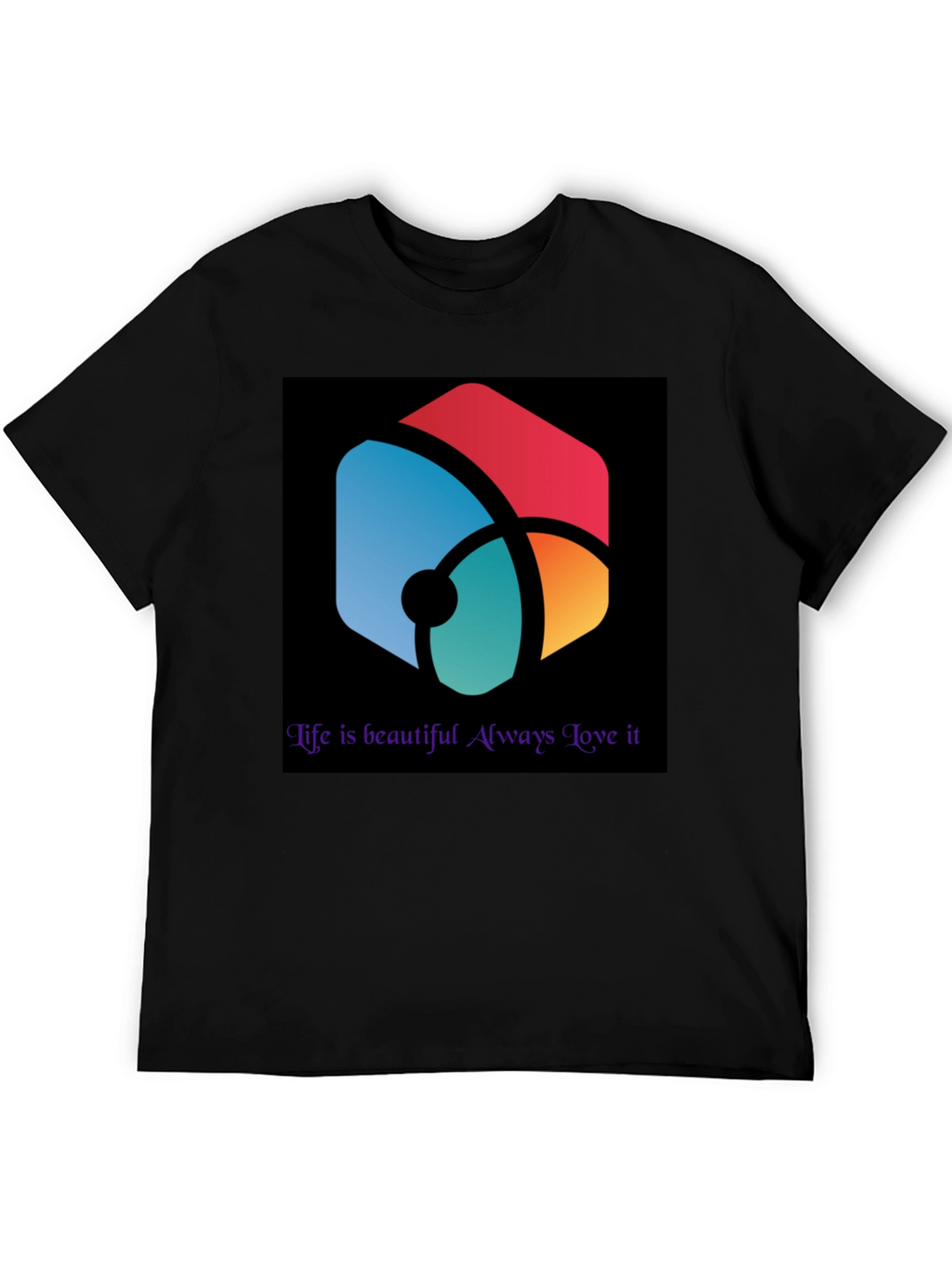Abstract Graphic Black Tee - Life is Beautiful