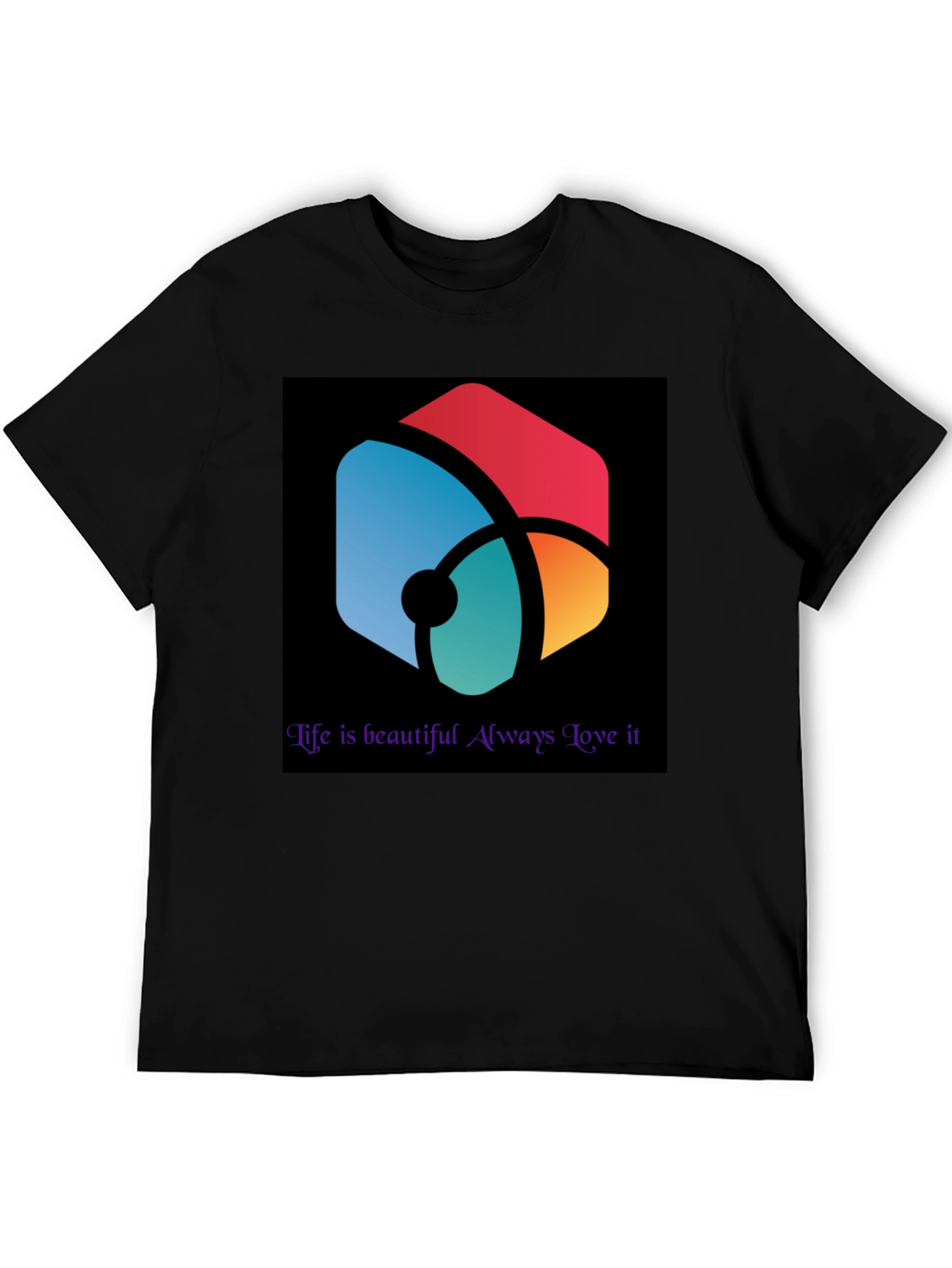 Abstract Graphic Black Tee - Life is Beautiful
