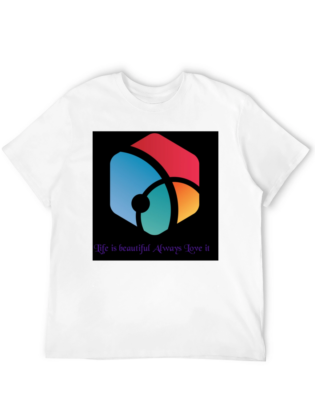 Abstract Graphic Black Tee - Life is Beautiful