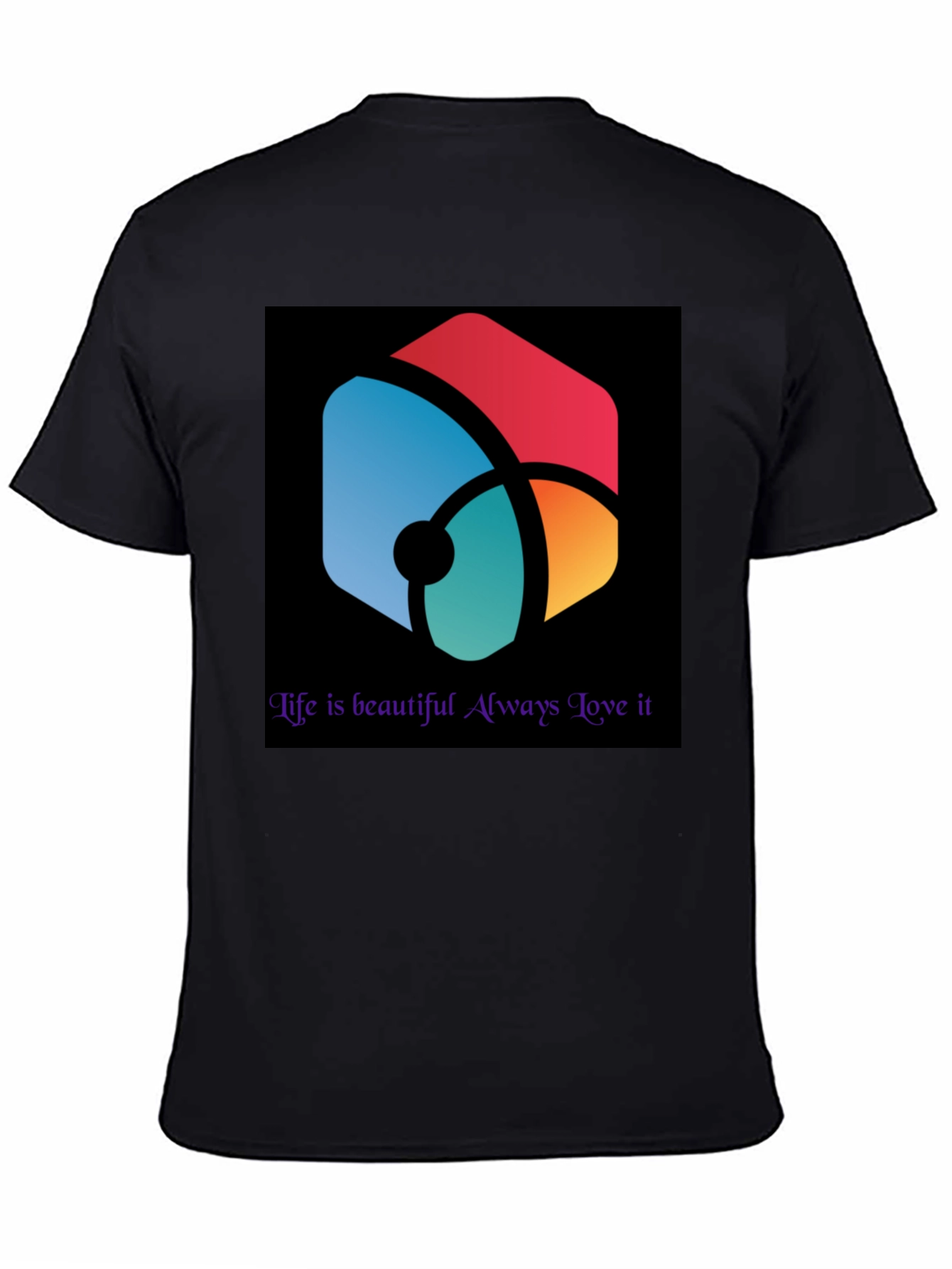 Abstract Graphic Black Tee - Life is Beautiful