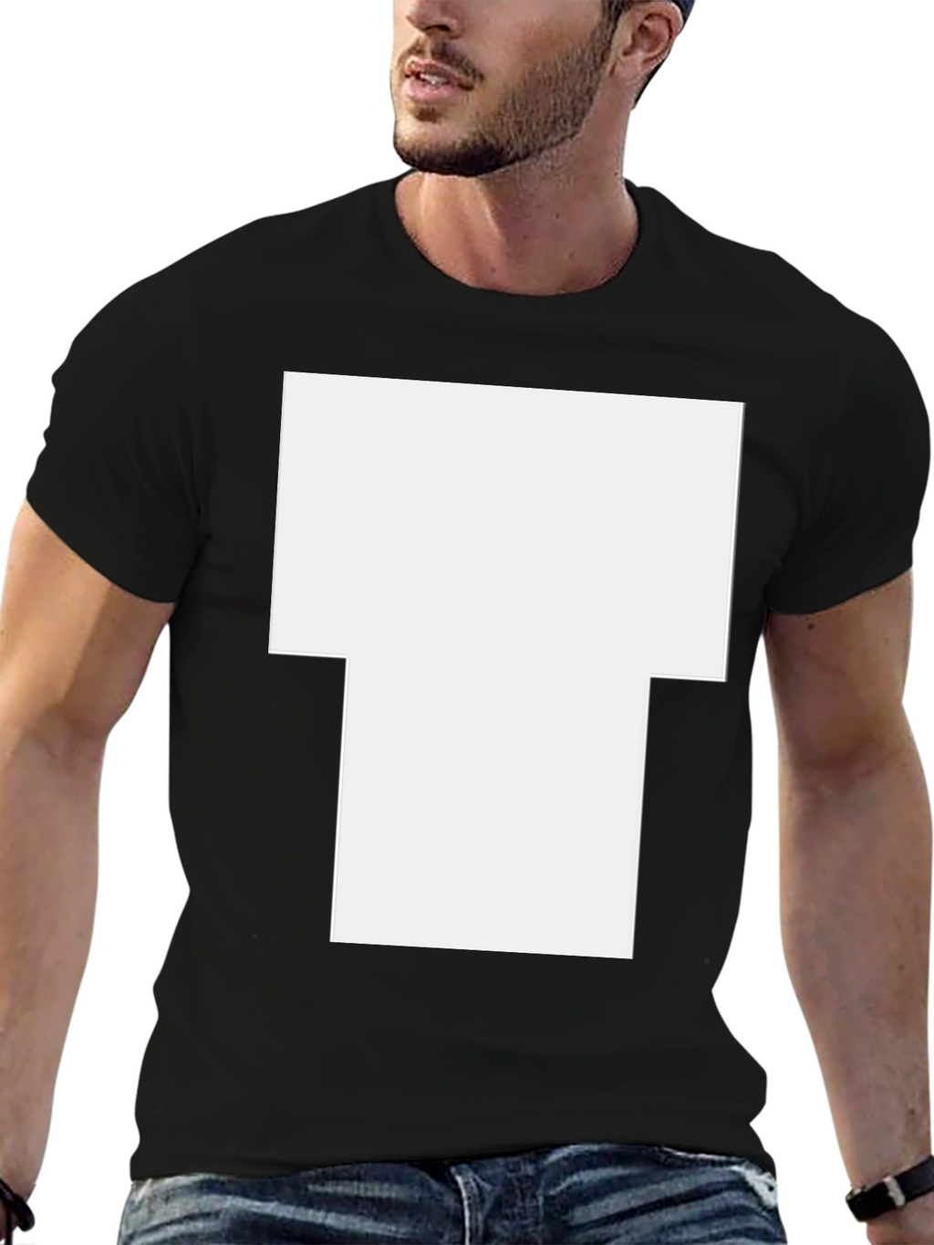 Black Short-Sleeve T-Shirt with Large White Graphic