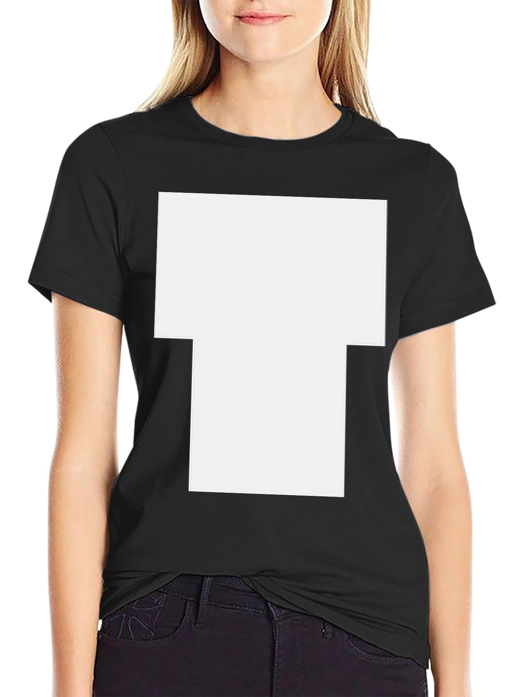 Black Short-Sleeve T-Shirt with Large White Graphic
