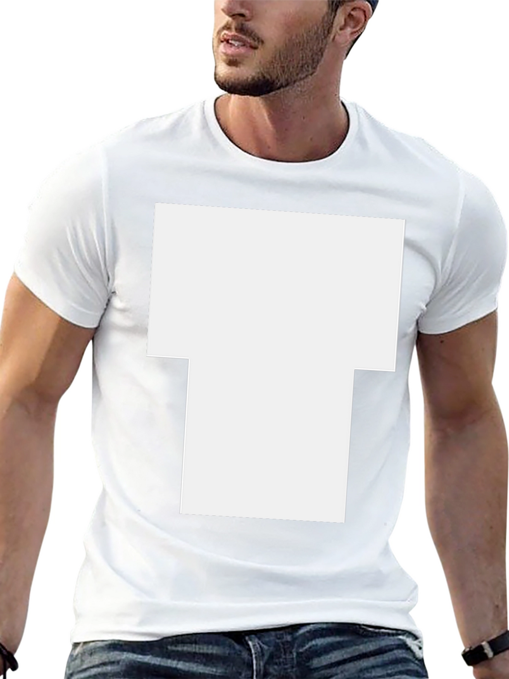 Black Short-Sleeve T-Shirt with Large White Graphic