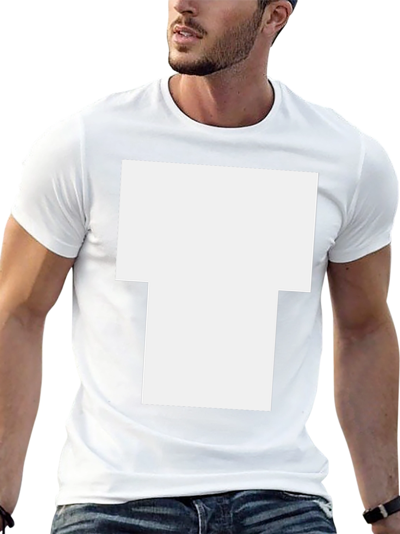 Black Short-Sleeve T-Shirt with Large White Graphic