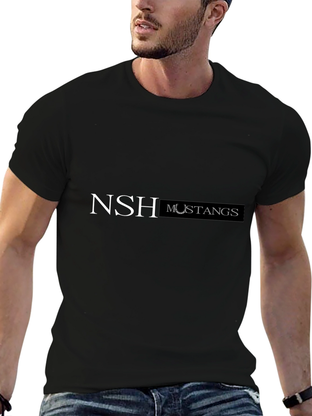 NSH Mustangs Black Graphic Tee - Unisex