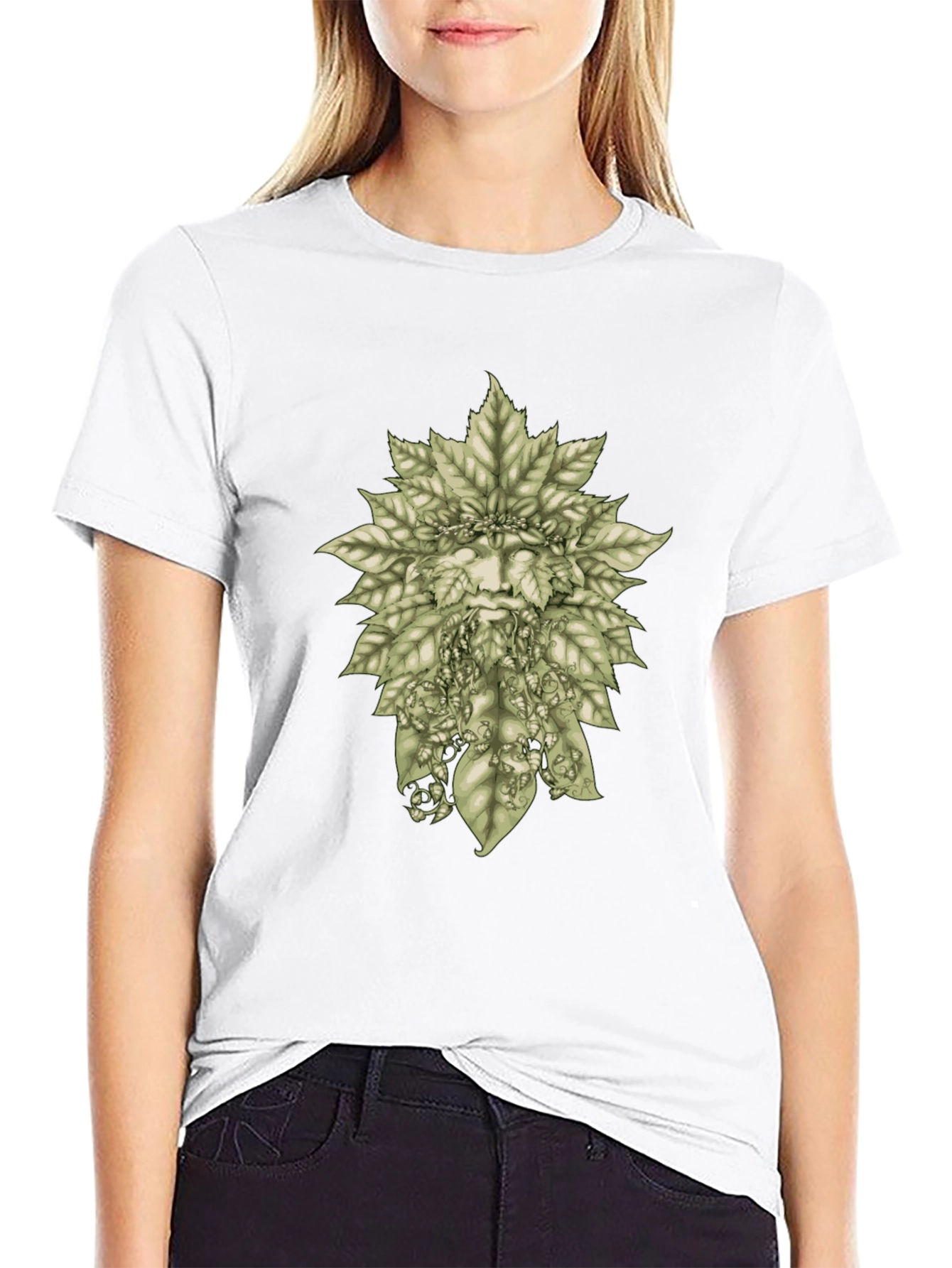 Green Man Leaf T-Shirt - Nature Inspired Graphic Tee