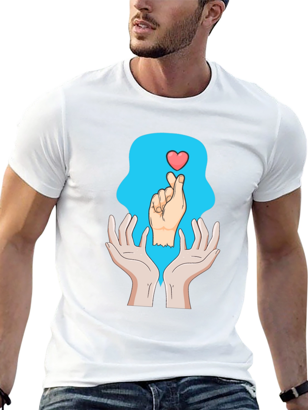 Heart Hands Graphic Tee - Trendy Design Soft Cotton