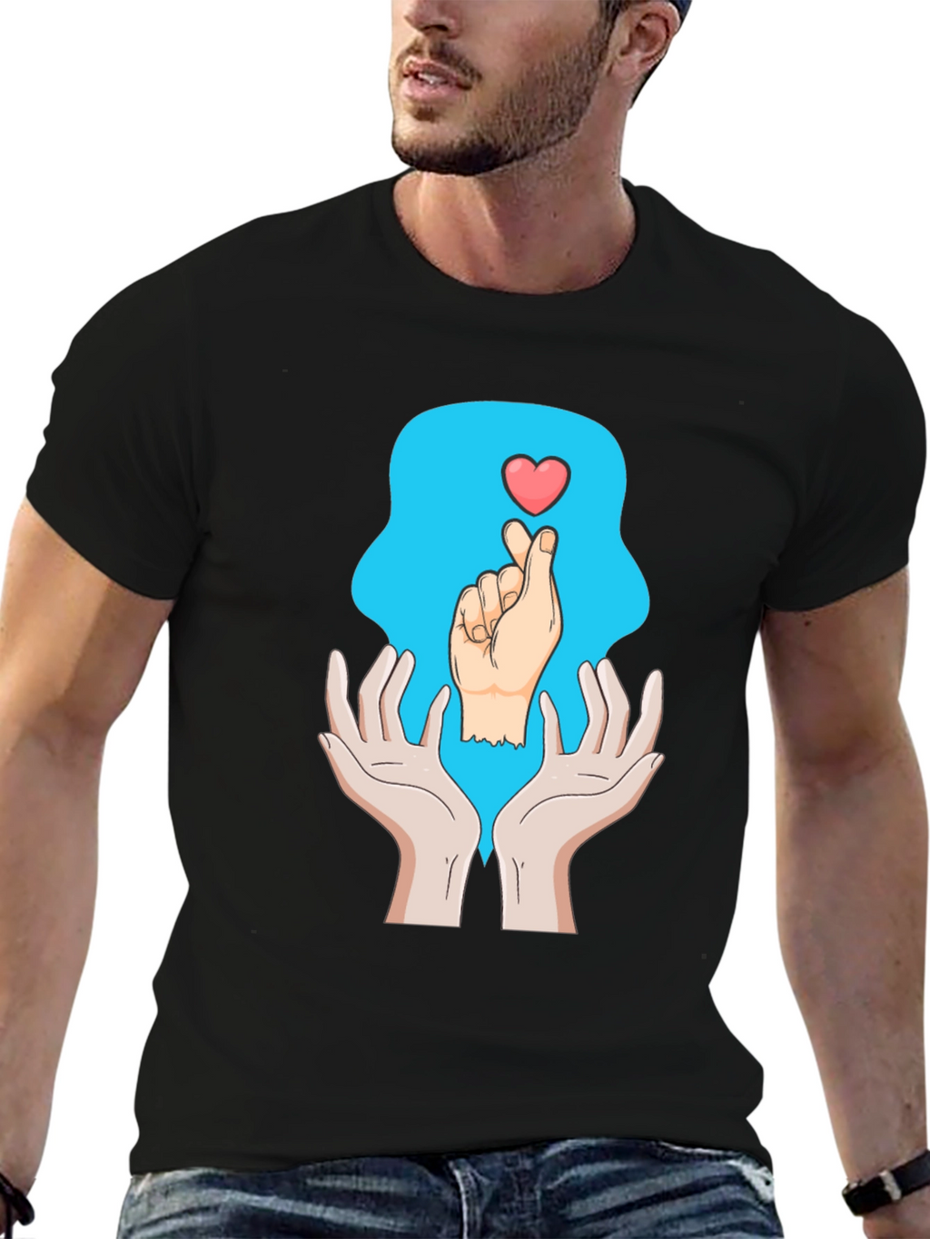 Heart Hands Graphic Tee - Trendy Design Soft Cotton