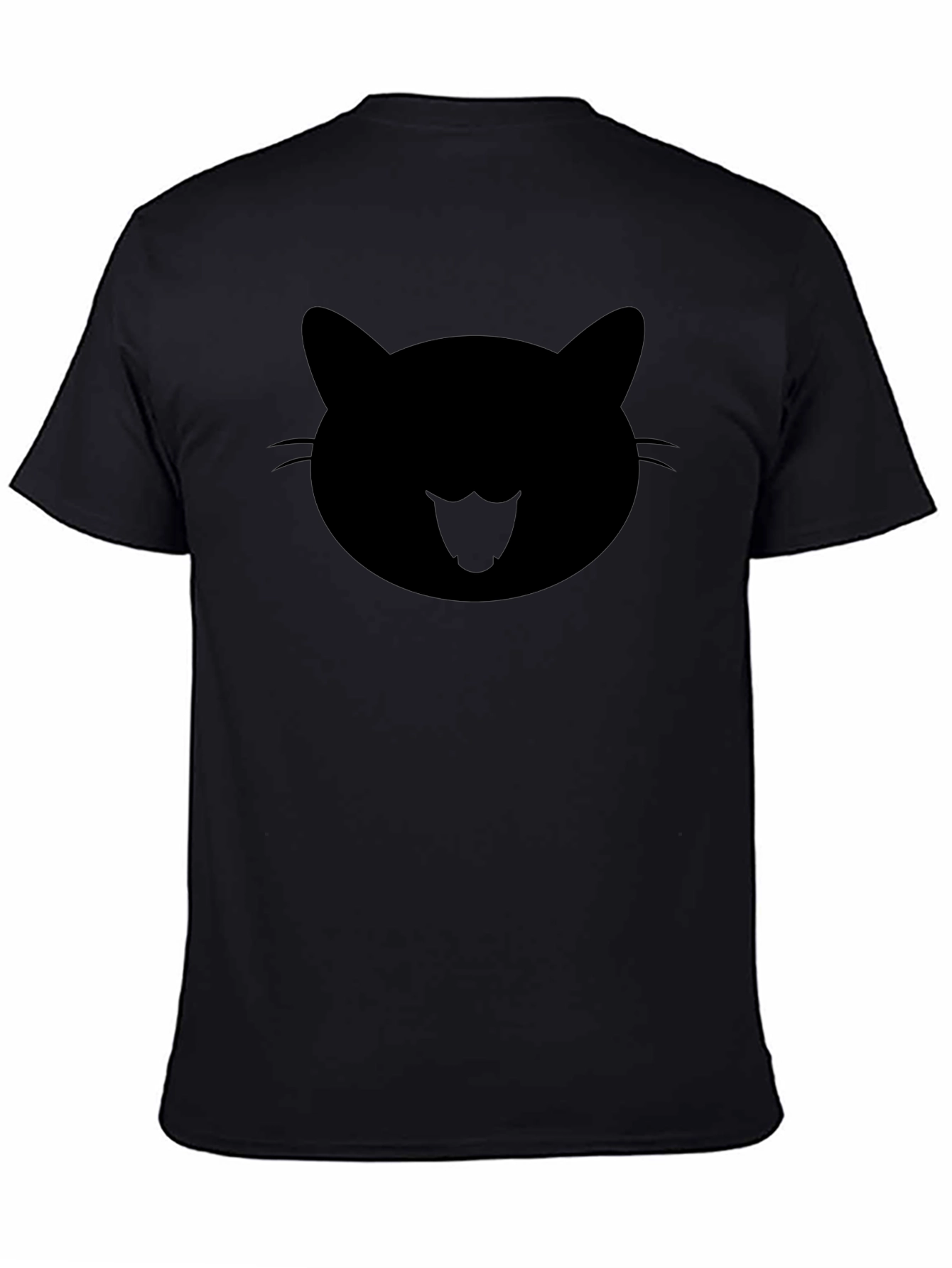 Cool Cat Face Graphic Black T-Shirt