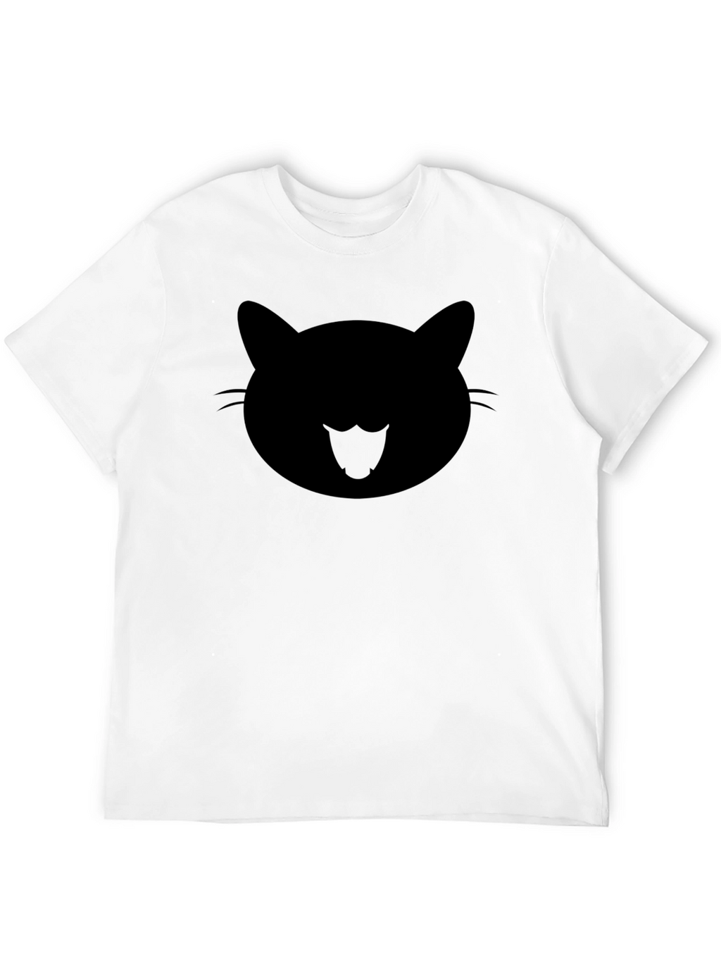 Cool Cat Face Graphic Black T-Shirt