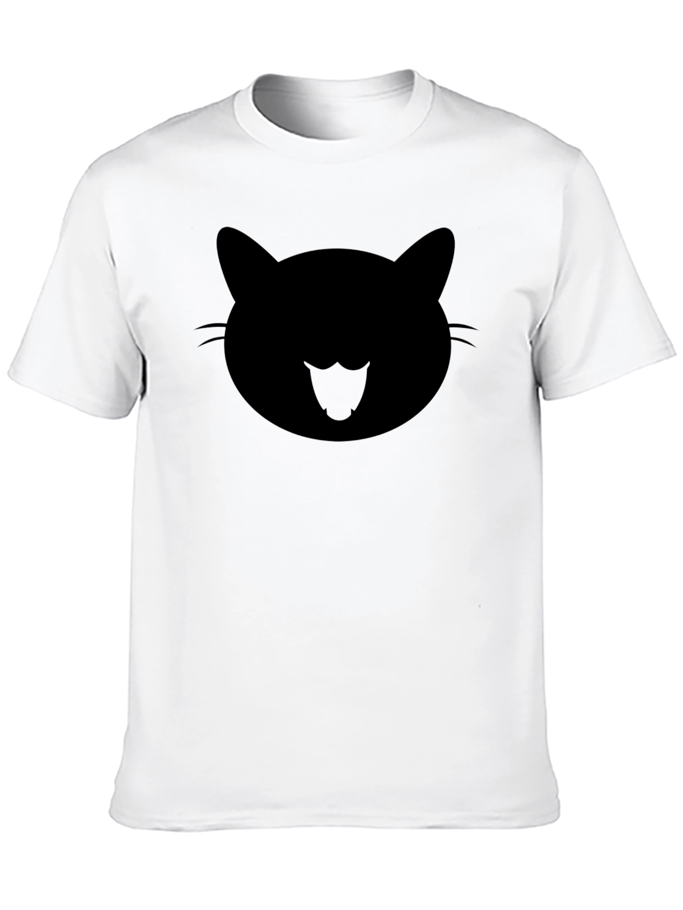 Cool Cat Face Graphic Black T-Shirt