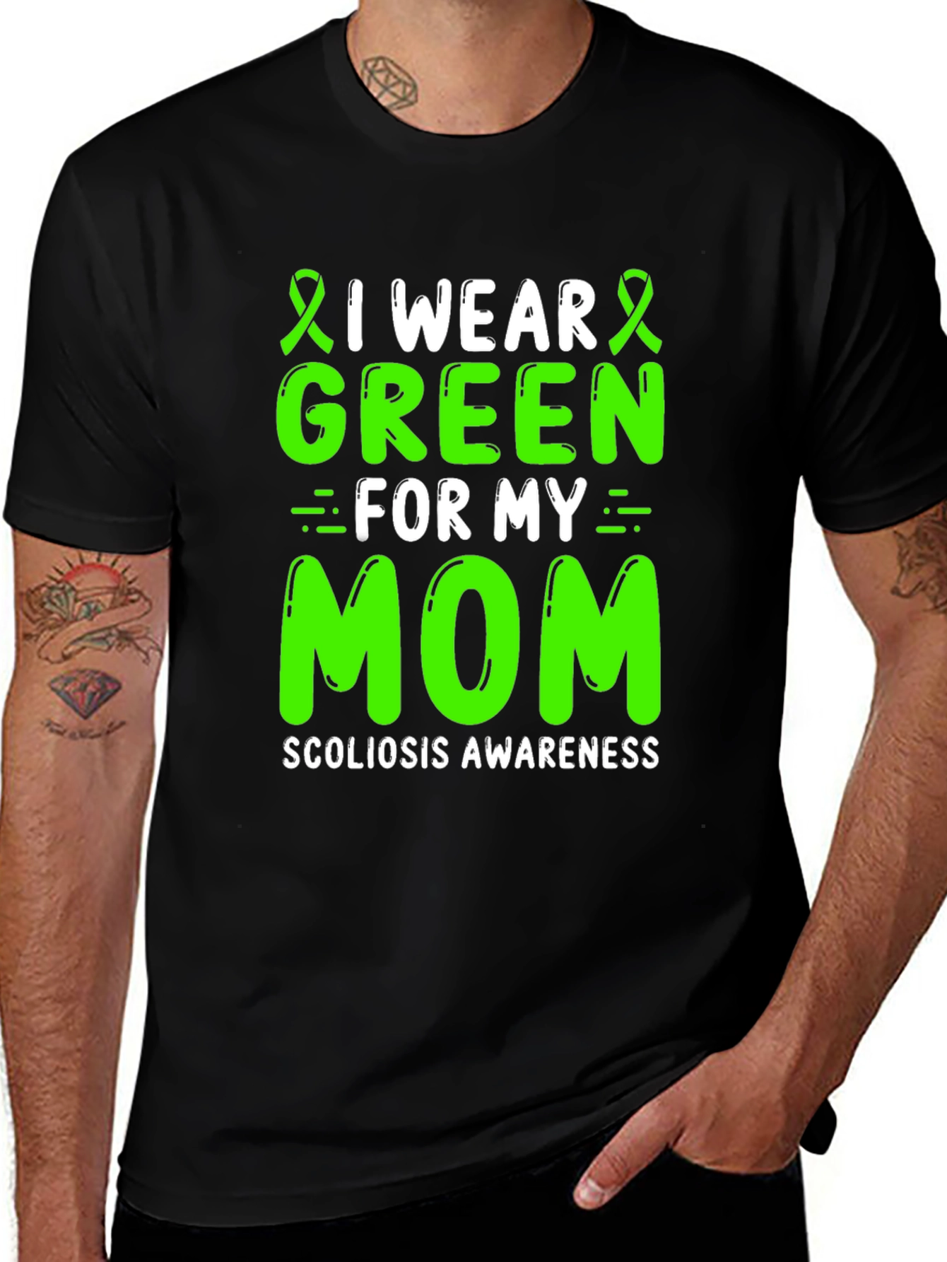 I Wear Green For My Mom Scoliosis Awareness T-Shirt