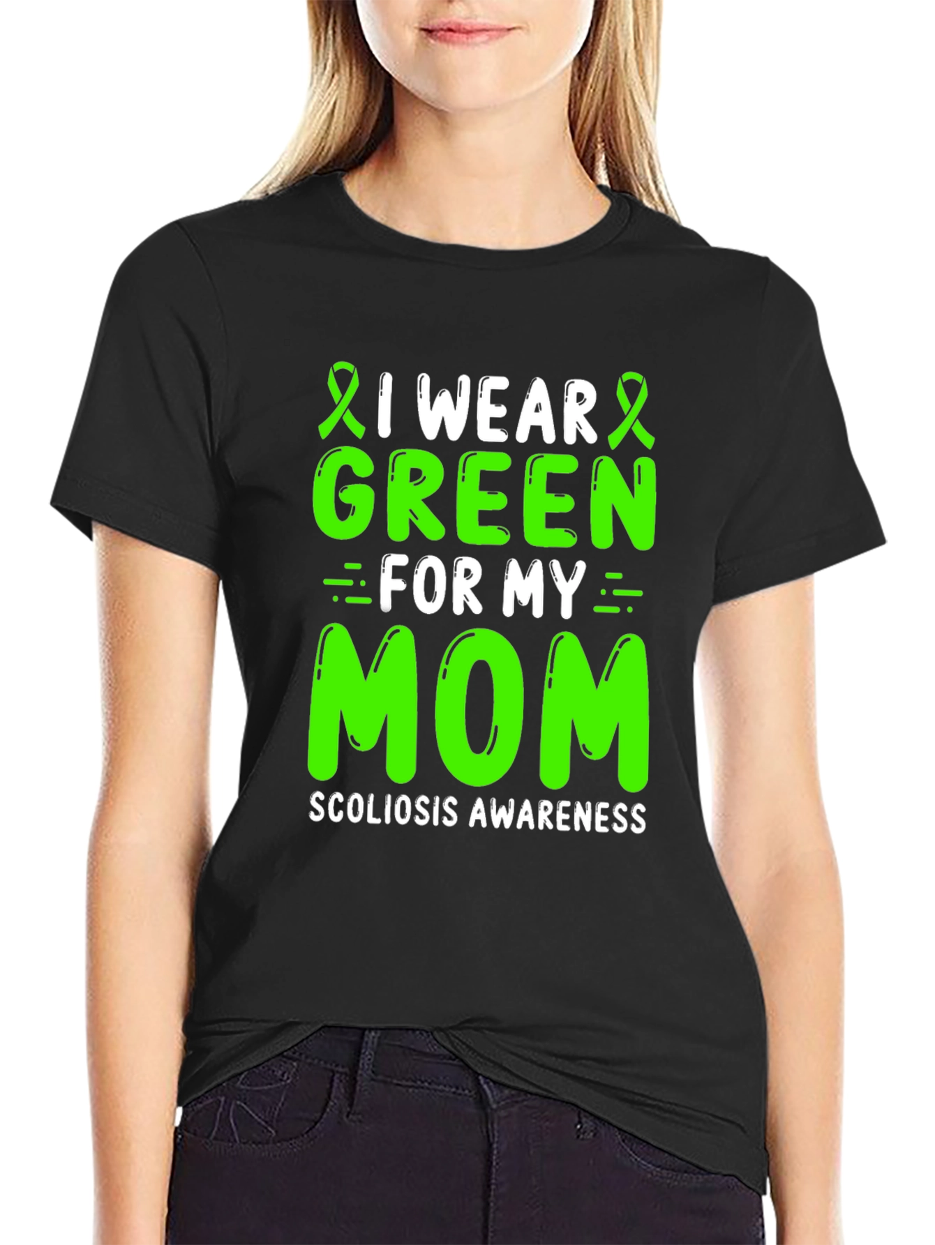 I Wear Green For My Mom Scoliosis Awareness T-Shirt