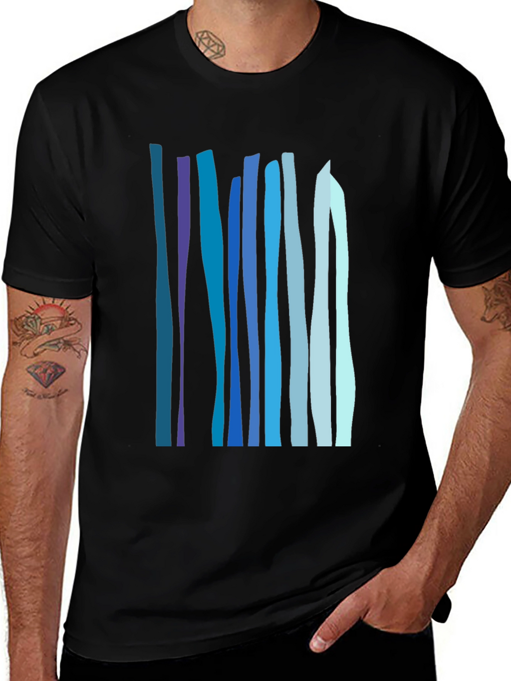 Abstract Vertical Stripes Tee - Stylish Casual Wear