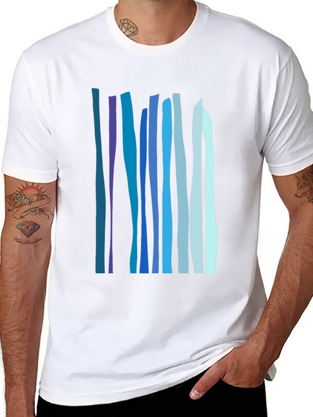 Abstract Vertical Stripes Tee - Stylish Casual Wear