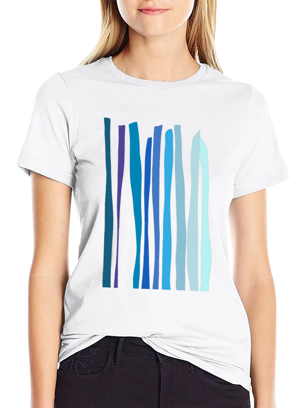 Abstract Vertical Stripes Tee - Stylish Casual Wear