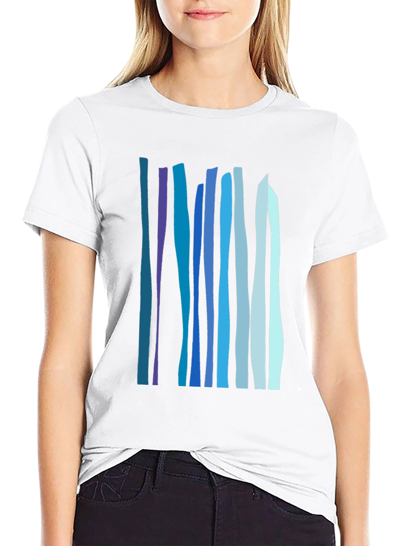 Abstract Vertical Stripes Tee - Stylish Casual Wear