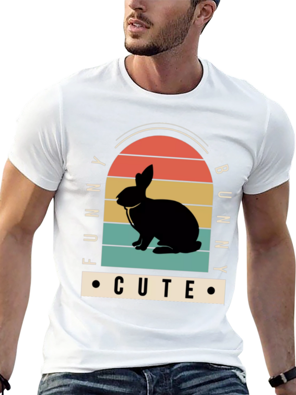 Funny Bunny Cute Black T-Shirt
