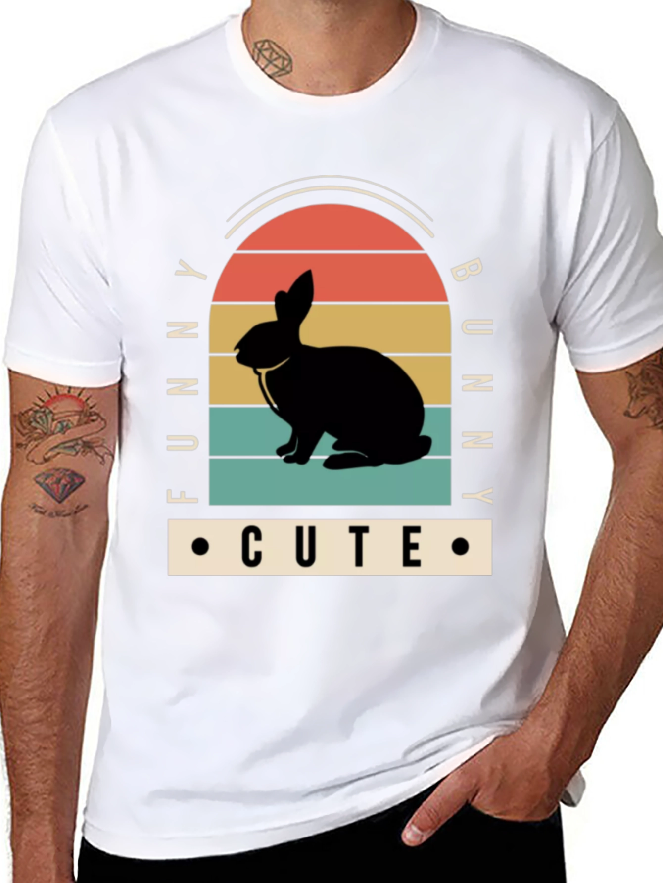 Funny Bunny Cute Black T-Shirt