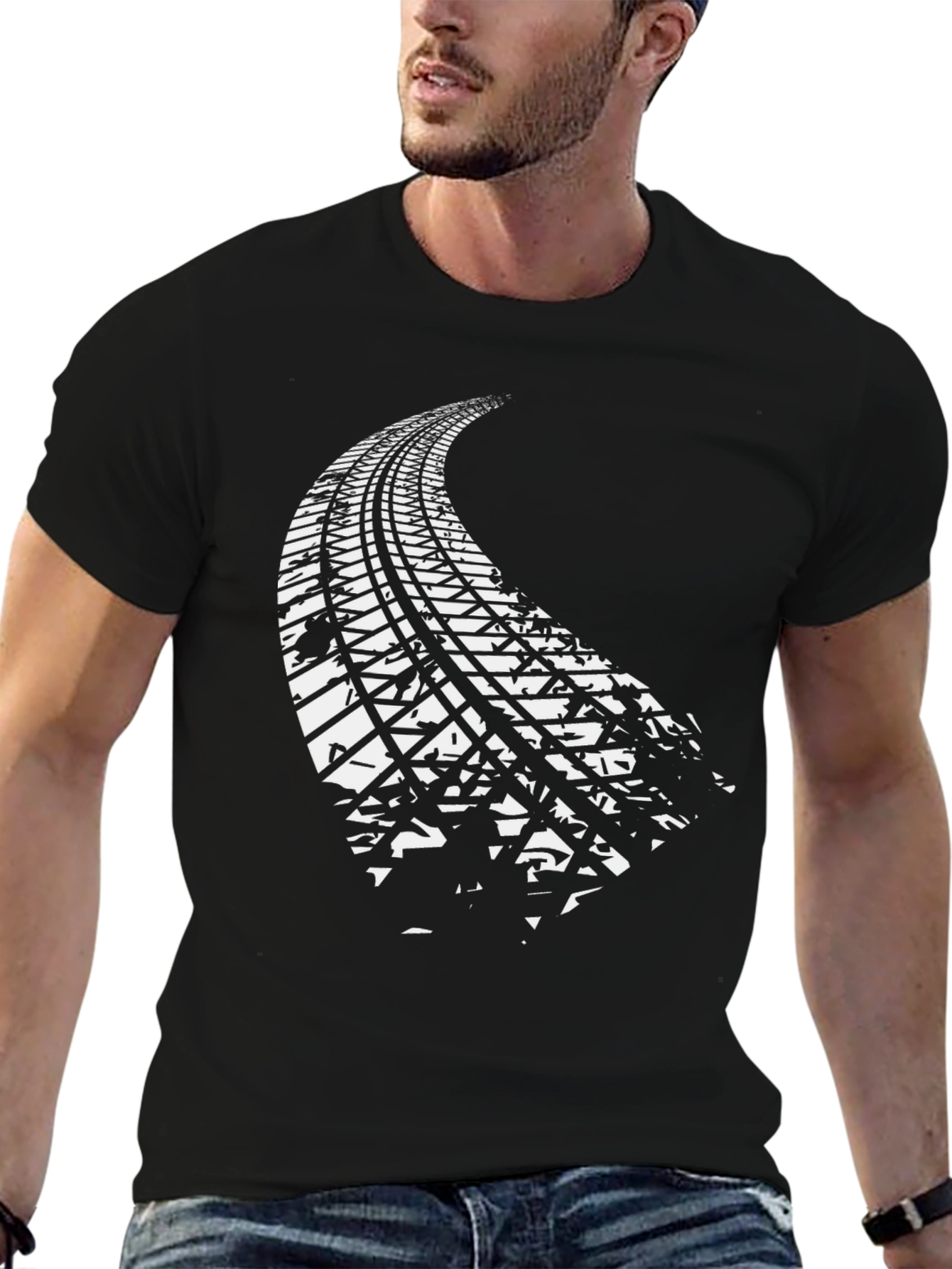 Black Tire Track Graphic Tee