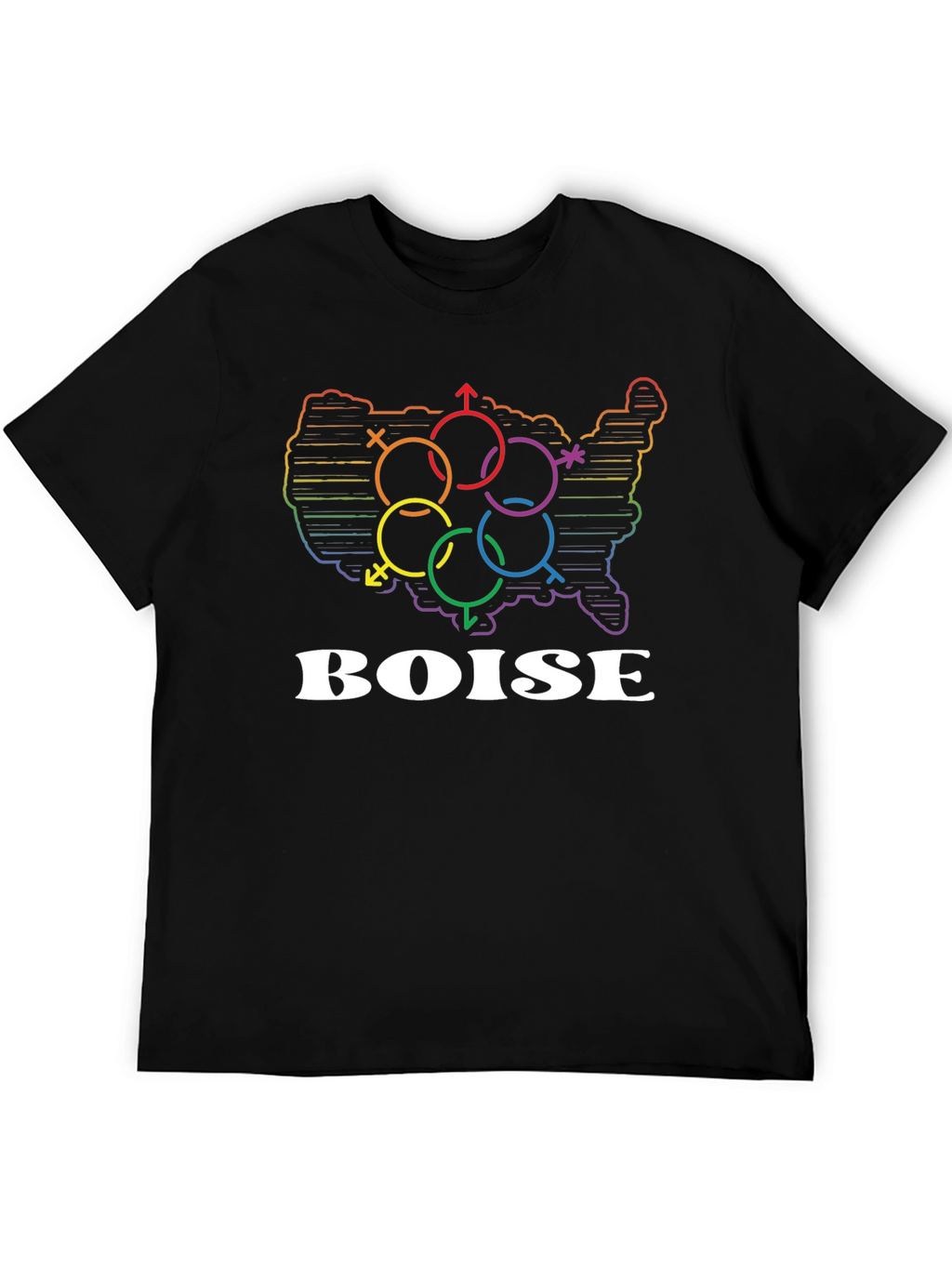 LGBTQ+ Boise Pride T-Shirt - Rainbow USA
